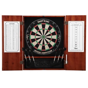 Viper Metropolitan Sisal Fiber Bristle Dartboard and Cabinet Bundle Standard Set - Brown - 1 of 4