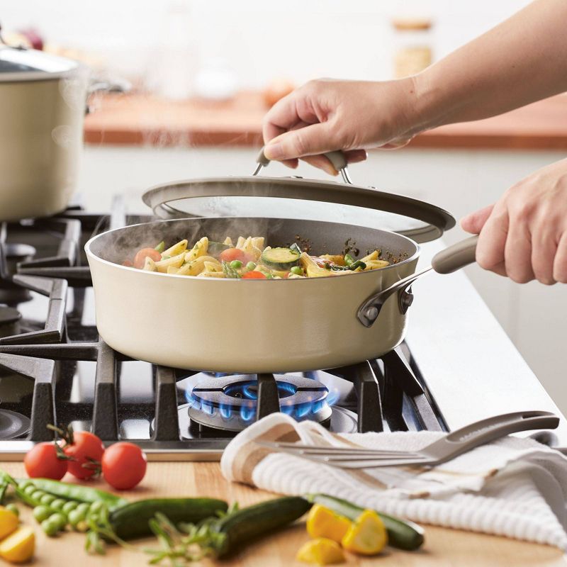 Rachael Ray Cook + Create 3qt Aluminum Nonsticke Saute Pan with Lid - Almond, 2 of 7