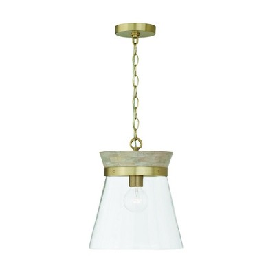 Capital Lighting Finn 1 - Light Pendant in  White Wash/Matte Brass