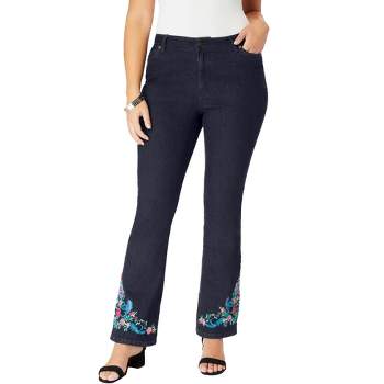 Roaman's Women's Plus Size Embroidered Bootcut Jean