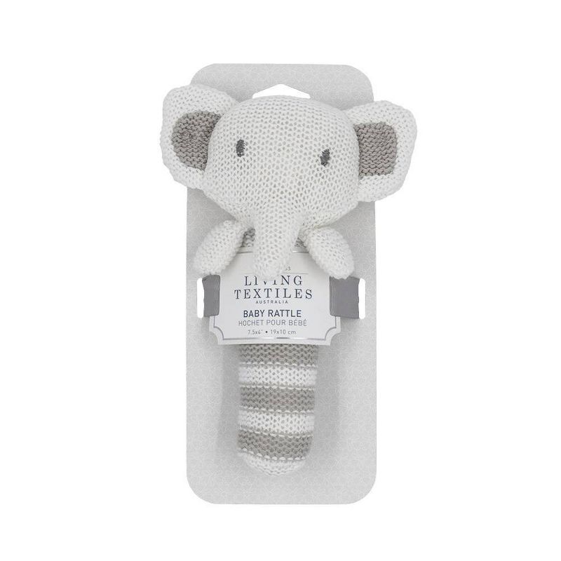 Living Textiles Baby Cotton Knitted Rattle - Eli Elephant, 2 of 4