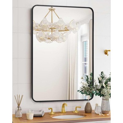Whizmax HD Eco-Friendly Bathroom Mirror, for Over Sink, Hangs Horizontally or Vertically, Easy To Install, Black