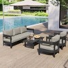 4-Piece Outdoor Patio Seating Set, Round Armrest Conversation Chair with Coffee Table, Chairs with Iron Frame and Foam Cushions-Cuddlewood - 2 of 4