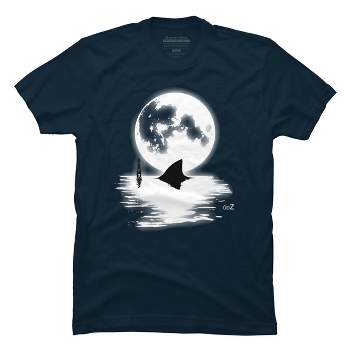 Men's Design By Humans Shark full moon graphic By Udezigns T-Shirt