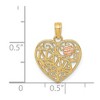 Black Bow Jewelry 14k Two Tone Gold Nana with Flower On Heart Pendant, 15mm - 4 of 4