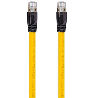 Monoprice Cat8 24AWG S/FTP Ethernet Network Cable - 50 Feet - Yellow | 2GHz, 40Gbps, LAN RJ45 For Modem, Router, Switches, Laptop - Entegrade Series