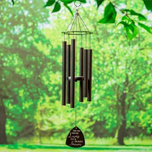 Evergreen Hand Tuned Memorial Wind Chime | Stay in Our Hearts Forever | Scale of A | Deep Tone | Black | 30-Inches Tall - 1 of 2