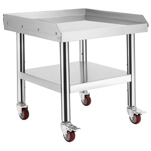 Equipment Grill Stand Table|Stainless Steel -1000 lbs Top Shelf, 220 lbs Bottom Shelf|Adjustable Legs with 2"Edge Baffle|Ideal for Kitchens - 1 of 4