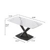 Modern Artificial Dining Table for 6, Sintered Stone Top Kitchen Table, Curved Edge Table with Black X-shaped Metal Legs-The Pop Home - 4 of 4