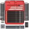 Arteza Professional Drawing Pencils Set - Graphite, Charcoal, Blenders,  Erasers - 33 Pack