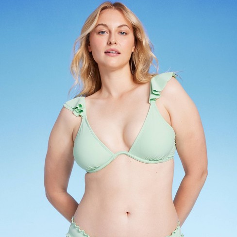 Women's Longline Cut Out Bikini Top - Shade & Shore™ Green 34dd
