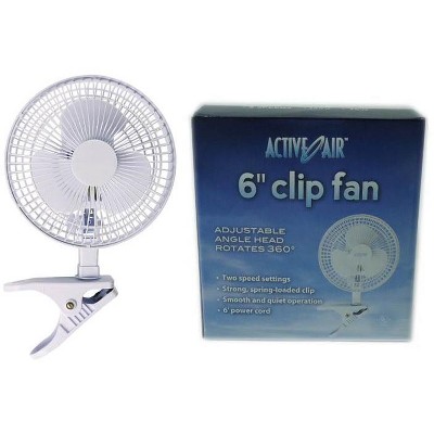 Active Air ACFC6 6-Inch 2-Speed Clip-On Desk Mountable 360-Degree Hydroponics Grow Fan with Spring-Loaded Plastic Clip for Office, Greenhouse, Kitchen