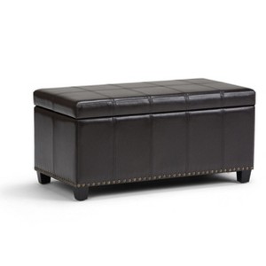 NicBex Small Coffee Table Ottoman with Storage, Transitional Foot Stools Ottoman with Stitched Detail and Nailhead Trim for Living Room, Dark Brown - 1 of 4