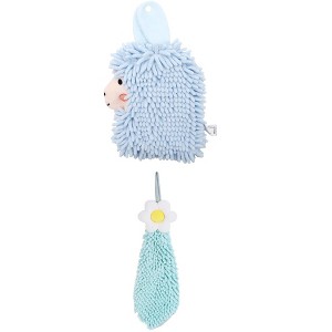 REGALWOVEN Soft Absorbent Flower Pattern and Sheep Pattern Chenille Hand Towel with Loop 6" x 15"/7" x 11" 2 Pcs - 1 of 4