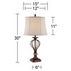 Kathy Ireland Villa Roma Traditional Table Lamp 29 1/2" Tall Dark Bronze Light Gray Drum Shade for Bedroom Living Room Bedside Nightstand Office Kids - 4 of 4