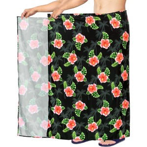 LA LEELA Men's Sarong Wrap Swim Bath Pareo One Size Metal Flower Leaf Palm Tree - 1 of 4