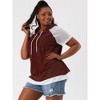 Agnes Orinda Women's Plus Size Raglan Short Sleeve Drawstring Pullover Hoodies Tops - 2 of 4