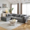 4-Seater Sofa with Detachable Footstool, Sofa for Living Rooms, Double-Needle Cut Fabric Sofa with Sponge Cushions-Coolbibila - 3 of 4
