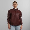 Members Only Women's Faux Leather Iconic Racer Jacket (Men's Cut) - 2 of 4