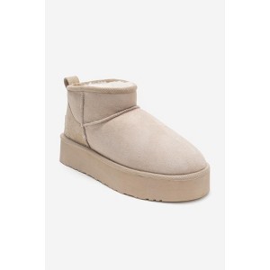 Veyra - Beige Suede Genuine Leather Fur-Lined Platform Ankle Boot (Women) | Forever & Always Shoes - 1 of 4