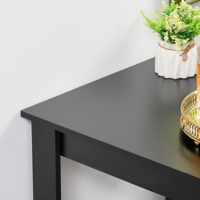 Contemporary Black Wood Bar Height Table with Storage Shelves