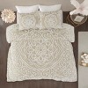 Gulches Laetitia 3 Piece Taupe Tufted Chenille Medallion Cotton King Duvet Cover Set - 3 of 4