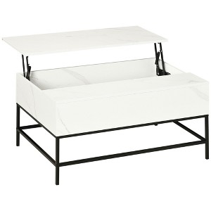 HOMCOM Modern Lift Top Coffee Table with Hidden Storage Compartment and Metal Legs, for Living Room, Home Office, White - 1 of 4