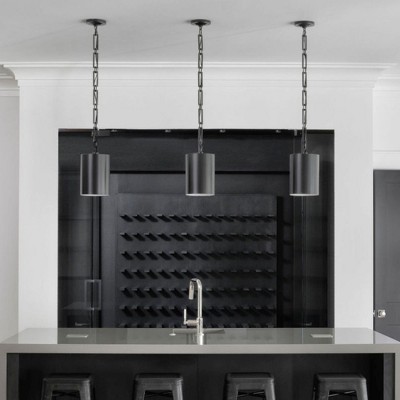 Matte Black Mini Drum Steel Pendant Light