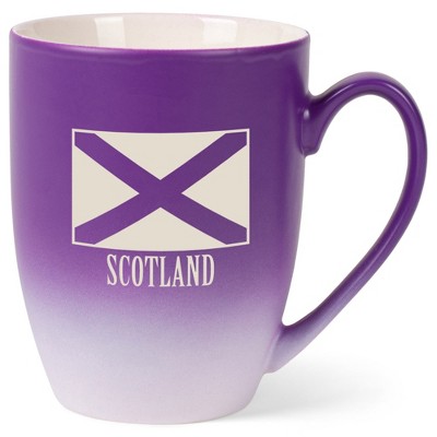 Elanze Designs Scotland Scottish Flag 12 Ounce Ceramic Laser-Etched Engraved Drinkware Mug, Purple and White Ombre