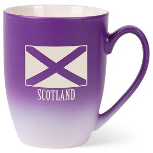 Elanze Designs Scotland Scottish Flag 12 Ounce Ceramic Laser-Etched Engraved Drinkware Mug, Purple and White Ombre - 1 of 4