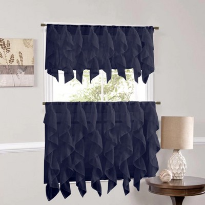 Sheer Voile Vertical Ruffle Window Kitchen Curtain by Sweet Home Collection®