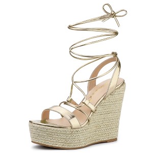 Allegra K Women's Espadrilles Platform Wedges Heel Lace Up Sandals - 1 of 4