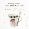 Spode Christmas Tree Mug & Spoon Set, 14 Oz Porcelain Mug for Coffee, Tea, Milk, Hot Cocoa - Dishwasher & Microwave Safe - (Black & White) - 3 of 4