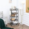 NicBex Mobile Kitchen Island Cart Metal Frame Kitchen Carts on Wheels with Storage, 5 Storage Baskets for Kitchen, Black - 3 of 4