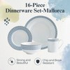 Portmeirion Home Mallorca 16 Piece Porcelain Dinnerware Set with Blue Geometric Border, 4 Place Settings - Ideal for Weekday Meals, Casual Brunches - 2 of 4