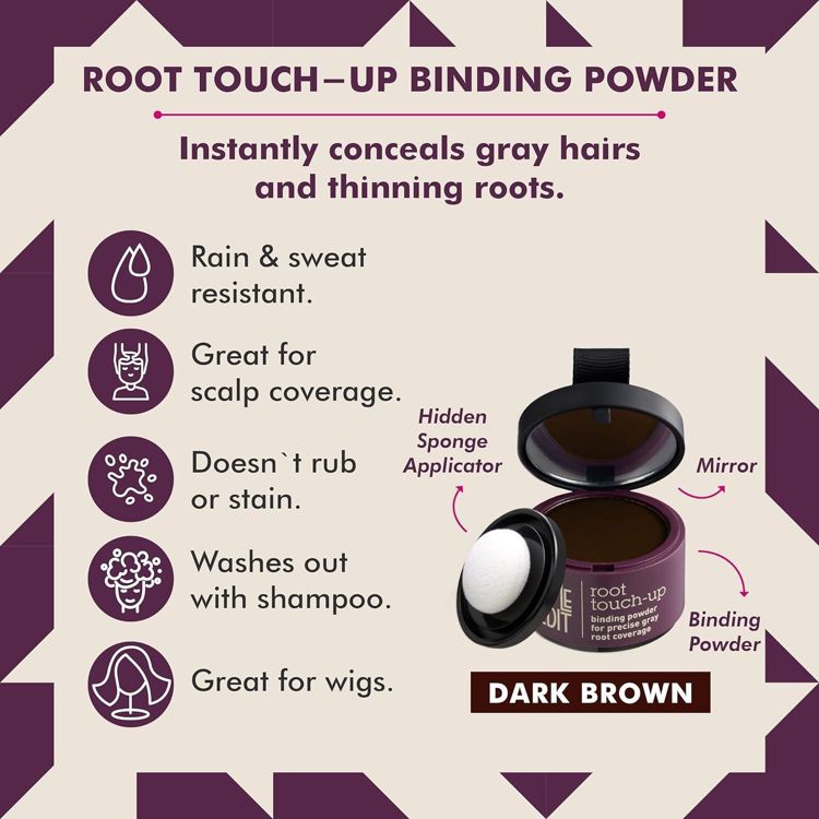 Style Edit Root Touch Up Powder for DARK BROWN Hair (0.13 oz tub) Gray Hair Cover-up Root Concealer for Grey, White Hair, 2 of 3