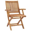 vidaXL Set of 2 Solid Teak Wood Patio Chairs with Thickly Padded Anthracite Cushions, Timeless Stylish Design - 4 of 4