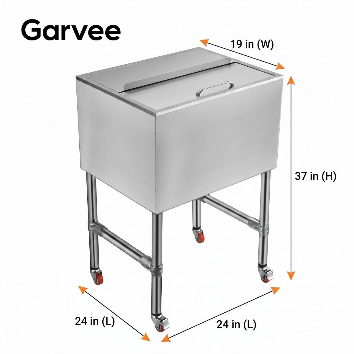 Commercial Ice Bin with Sliding Lid, Stainless Steel Underbar Ice Chest, Insulated Ice Well with Drain System for Restaurant Pub Cocktail Station - thumbnail 9