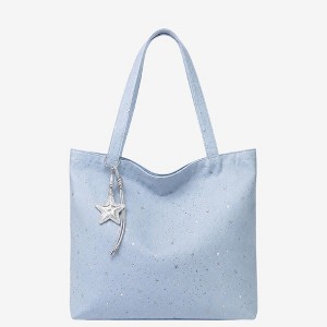 Alilang Star Print Canvas Tote Bag Large Capacity Casual Shoulder