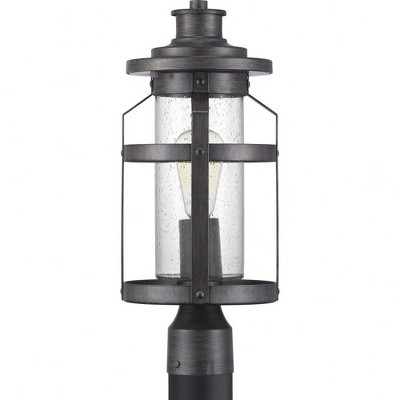 Progress Lighting, Haslett, 1-Light Outdoor Post Lantern, Antique Pewter, Clear Seeded Glass Shade