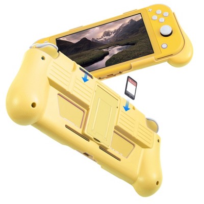 Insten Protective Case with 2 Game Slots Holder & Stand for Nintendo Switch Lite - Shockproof & Anti-Scratch Cover Accessories, Yellow