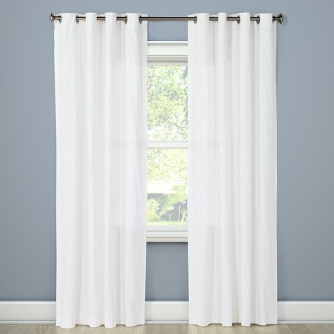 54x95 Light Filtering Linen Window Curtain Panel White