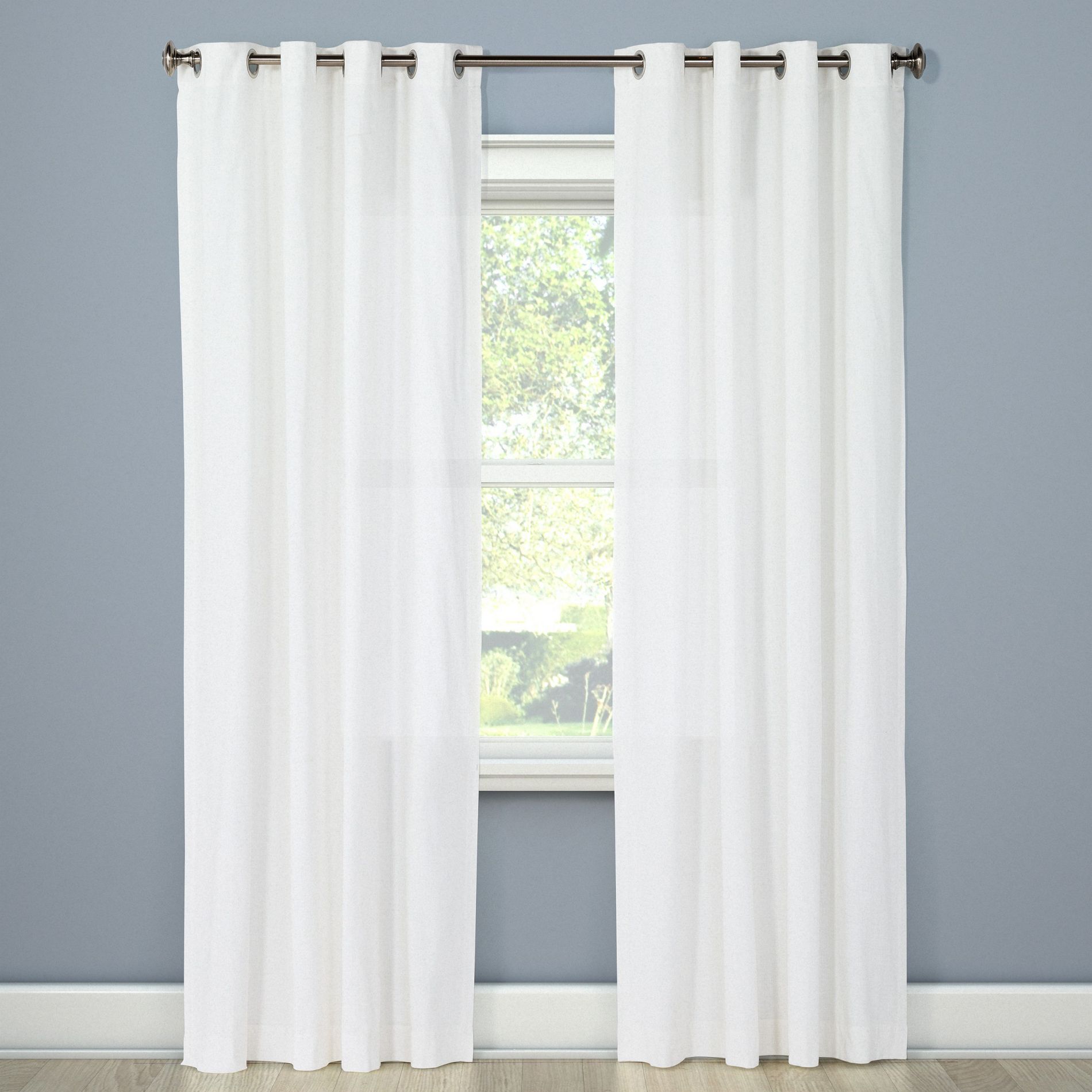 54"x84" Light Filtering Solid Window Curtain Panel Natural White - Threshold™: Cotton Grommet Top, Indoor Use