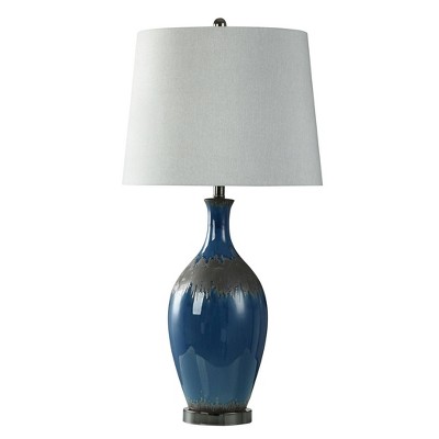 Bowie Earthy Ceramic 35" Navy & Black Table Lamp with Linen Shade