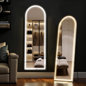 IULULU Full-Length Mirror with LEDs, Aluminum Frame, 3-Color Dimmable Light for Bedroom - 1 of 4
