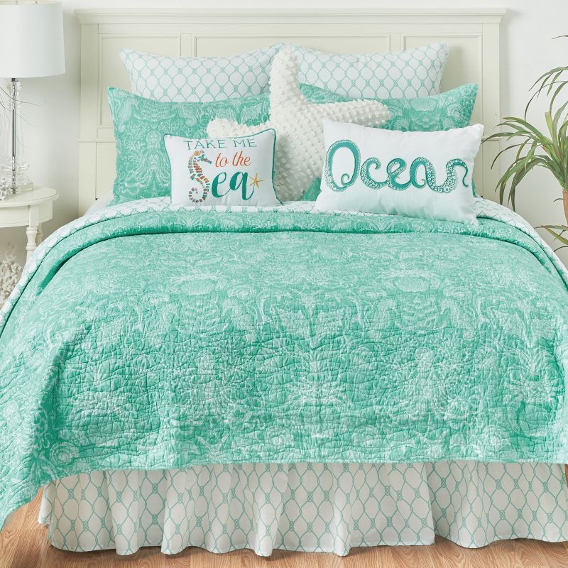 C&F Home Turquoise Bay Cotton Quilt Set  - Reversible and Machine Washable, 4 of 8