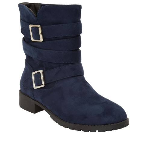 Comfortview Wide Width Uma Rain Boot Women's Winter Chelsea Boots - 11 W,  Navy Blue : Target