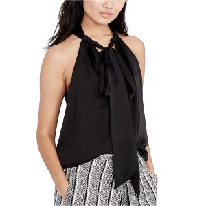 Rachel Roy Womens Madeline Tie-Front Knit Blouse, Black, 2 - 1 of 1