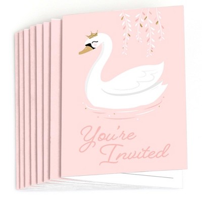 Details about   Romantic Swan Hearts Party Cards Birthday Greeting Card With Envelopes 