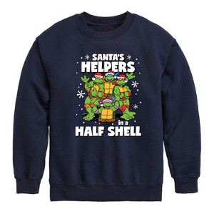 Boys' - Teenage Mutant Ninja Turtles - Santas Helpers In A Half Shell Graphic Long Sleeve Fleece Sweatshirt - 1 of 4